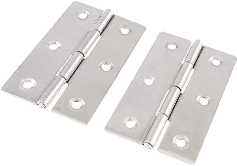 X-DREE Gümüş Ton Paslanmaz Çelik Katlanabilir Döner Dolap kapı menteşesi 2.7 Uzunluk 2 Adet (Bisagra de puerta de gabinete