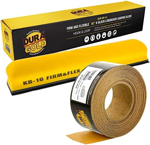Dura-Gold Pro Serisi 16 K-Blok Zımpara Firma ve Esnek Longboard Kanca ve Halka Destekli El Zımpara Blok Pedi ve PSA Zımpara