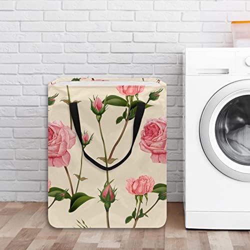 Boyalı Güller Baskı Katlanabilir çamaşır sepeti, 60L Su Geçirmez çamaşır sepetleri çamaşır Kutusu Giysi Oyuncak Depolama