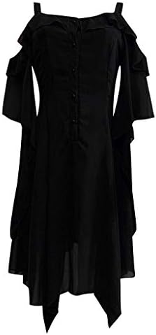 pbnbp Bayan Soğuk Omuz Gotik Elbiseler Gerdanlık Kelebek Kollu V Boyun Elbiseler Steampunk Cadılar Bayramı Mendil Midi Elbise
