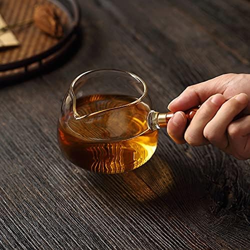Hemoton Stovetop Güvenli cam çaydanlık Ahşap Saplı 350ml Cam çaydanlık Çiçeklenme ve Gevşek Yaprak Çay Makinesi Mini Ev Ofis