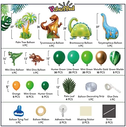 VCHUFFED Dinozor Parti Süslemeleri Seti / 123 ADET W/Yeniden Kullanılabilir Goblen, Dinozor Balonları, Orman Balonları Garland