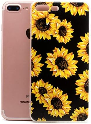 Ayçiçeği Çiçek Desenli iPhone 7 Plus için FAteam Kılıf, Çizilmez Darbeye Dayanıklı Yumuşak TPU İnce Sevimli Kılıf iPhone