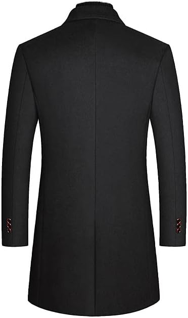 HSQIBAOER Turn-Aşağı Yaka Yün Ceketler Erkek Rahat Tek Göğüslü Palto Erkek Giyim Kış Uzun Paltolar