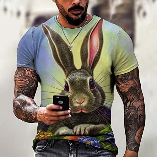Paskalya Gömlek Erkekler için, sevimli Tavşan Tavşan grafikli tişört Komik Mektup Baskılı Gömlek O-Boyun Kısa Kollu Bluzlar
