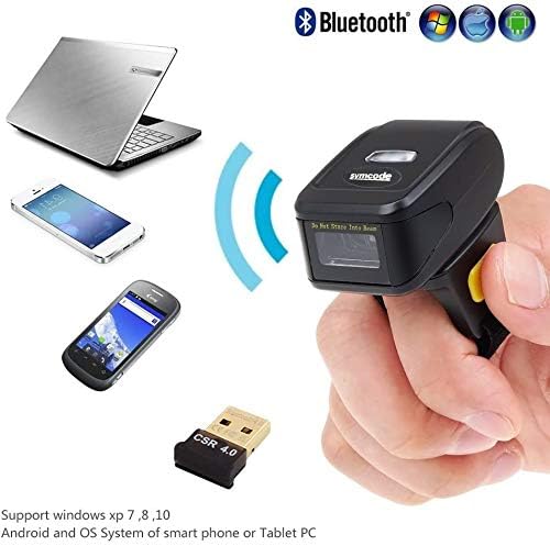 Bluetooth Kablosuz Halka Barkod Tarayıcı, Symcode 1D Bluetooth Fonksiyonu ve 2.4 GHz Kablosuz ve Kablolu Bağlantı ile Uyumlu,