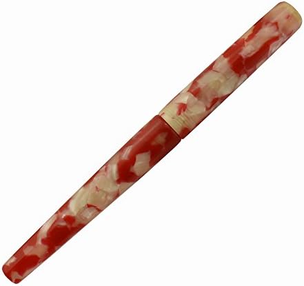Lanxivi Değnek dolma kalem Gül Kırmızı Mermer Selüloit, Orta Uç Noktası ile Kalem Kılıfı, Mürekkep Kartuşu Dolum Dönüştürücü,