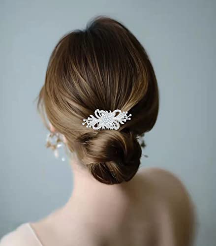 Kadın Düğün Saç Tarak Gelin Saç Tarak Rhinestone Barrette Kristaller Çiçek Düğün Başlığı Gümüş Art Deco saç aksesuarları