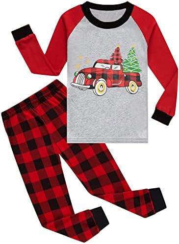 Küçük Kız Erkek Uzun Kollu Noel Pijama Setleri Pamuk Pjs Çocuklar Tatil Giysileri Toddler 2-7 Yıl