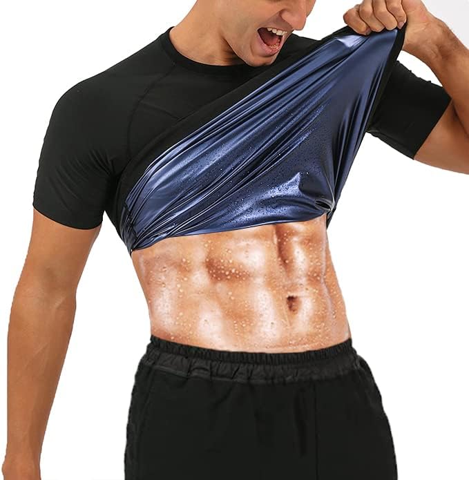 baxobaso Sauna Gömlek Erkekler eşofman Kısa Kollu Sıkıştırma T-Shirt Vücut Şekillendirici Egzersiz Spor Egzersiz
