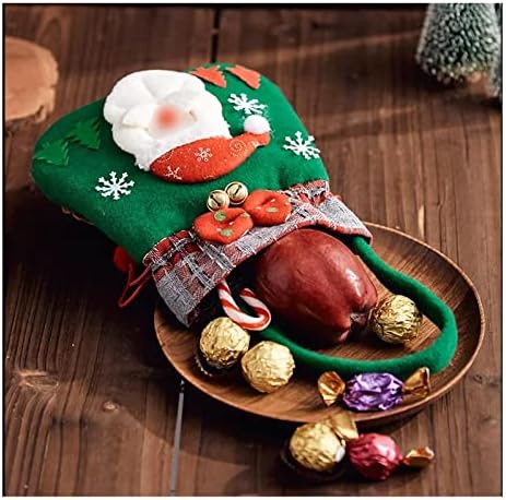 ZUASE Dekorasyon Çocuklar için Noel Şeker Çantası İpli, Çanta Kullanımlık Dokunmamış Kumaş Noel Çanta Boxes-2pcs 33x20cm