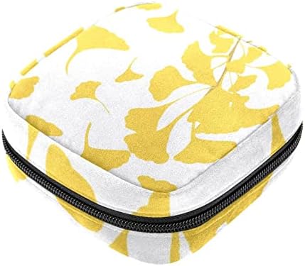 Sarı Ginkgo Biloba temizlik peçeteleri saklama çantası Taşınabilir Dönem Kiti Çantası Ped Torbalar Dönem Adet Fincan fermuarlı