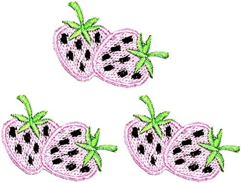Kleenplus 3 adet. Mini Pembe Çilek Tatlı Meyve Karikatür Yama İşlemeli Aplike Zanaat El Yapımı Bebek Çocuk Kız kadın kıyafetleri