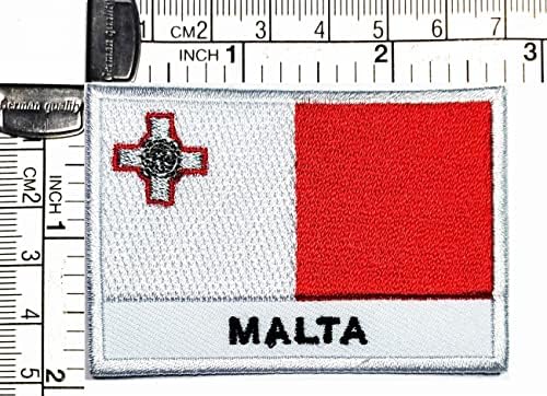 Kağıt mendil 1. 7X2.6 İNÇ. Malta Bayrağı İşlemeli Yama Askeri Taktik Bayrak Amblemi Üniforma Dikmek Demir On Yamalar Ülke