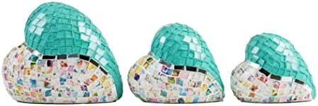 Kim & Joe Cam Mozaik Kalp Topları El Boyaması-Mosiac Cam Kalp Topları Dekoratif-Merkez Parçası için Vitromosaik Kalpler-Cam