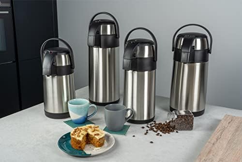 Pioneer Şişeler Paslanmaz Çelik Airpot Sıcak Soğuk Su Çay Kahve Dağıtıcı Konferans Olay Şişesi, Saten Finish, 5 litre