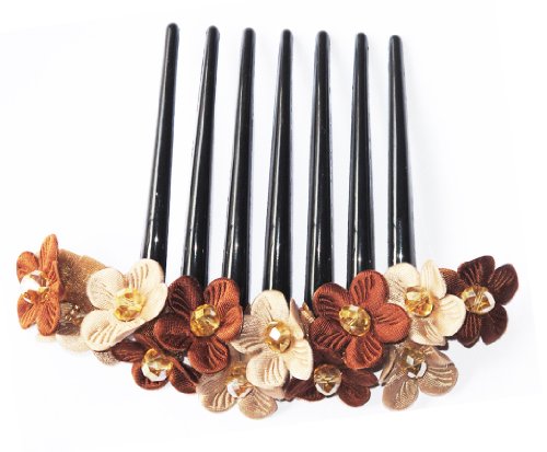 Fransız büküm saç tarağı Kumaştan yapılmış Papatya Çiçekleri Kahverengi iki ton süsleyin