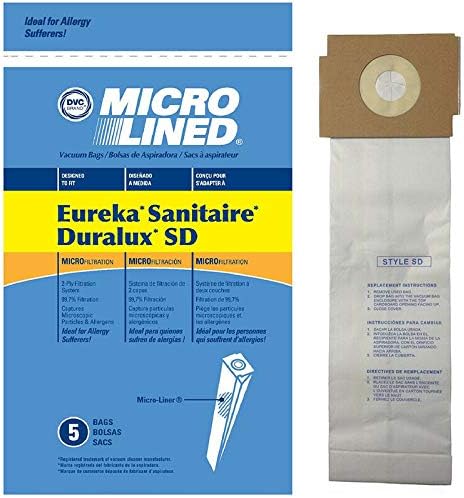 DVC Eureka Sanitaire Duralux SD Mikro Alerjen Elektrikli Süpürge Torbaları ABD'de Üretilmiştir [ 300 Torba ]