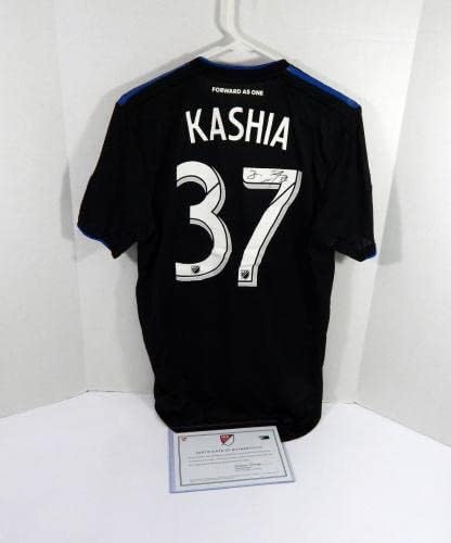 2019 San Jose Depremler Guram Kashia 37 Oyun Kullanılan İmzalı Siyah Jersey M 4 İmzalı Futbol Formaları