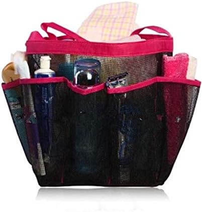 Taşınabilir Örgü duş rafı Organizatör Depolama Sepeti Seyahat Tote Banyo spor çantası (Gül 1)