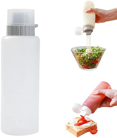 oAutoSjy 5 Delikli Sos sıkılabilir şişe Kapaklı 350ml Plastik sıkılabilir şişeler Mutfak Çeşnisi Gözenekli sıkılabilir şişe