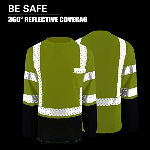 Yansıtıcı Şeritler ile LOVPOSNTY Güvenlik Gömlek ANSI Sınıf 3 Hi Vis Gömlek, Erkekler için Siyah Alt İnşaat Gömlek