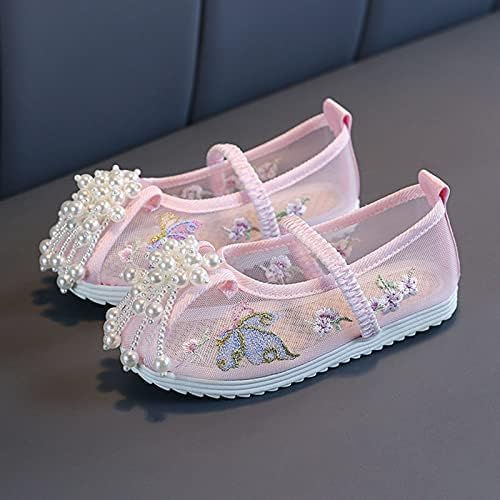 Kızlar Düz Dipli İşlemeli Sandalet Moda Kostüm Ayakkabı Performans Çocuk Yürümeye Başlayan Prenses Ayakkabı