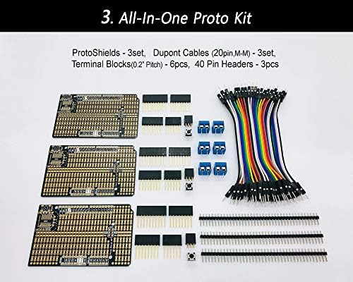 ELECTROCOOKİE Proto Kalkanı Kiti Arduino Uno ile Uyumlu, İstiflenebilir DIY Genişleme Prototip PCB (3 Paket)