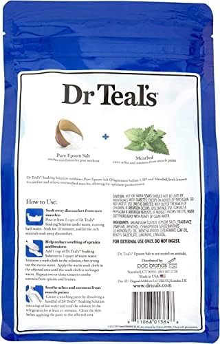 Dr. Teals Antrenman Öncesi ve Sonrası Epsom Tuzu Islatma Solüsyonu (4 Paket, 3 lbs Ea.)- Saf Epsom Tuzu ve Mentol ile Harmanlanmış