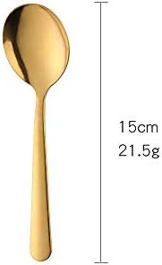 Bulyon Yuvarlak Kaşık 12 Adet Paslanmaz Çelik çorba kaşığı, satın al ve kullan 5.9 inç Altın Rengi Yemek Takımı