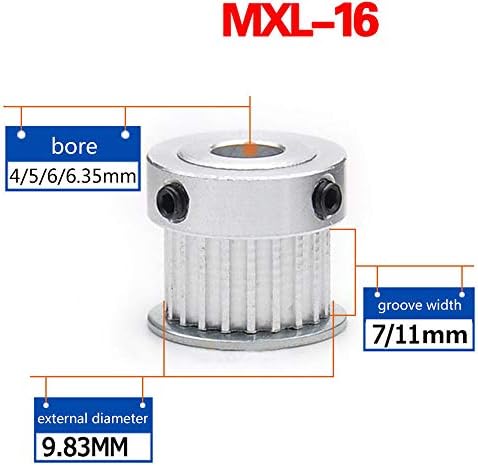 MXL16T zamanlama kemeri Kasnak Senkron Tekerlek Dişli 4mm Çap 6mm Genişlik Kemer 3D Yazıcı (Diş Genişliği: 7mm, Çap: 4mm)