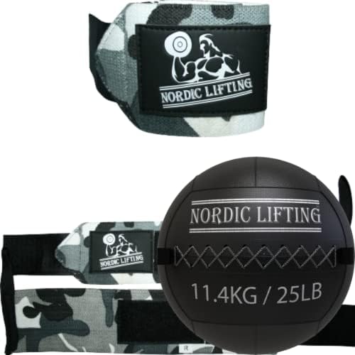 İskandinav Kaldırma Bilek Sarar 1p-Camo Gri Paket Duvar Topu ile 25 lb