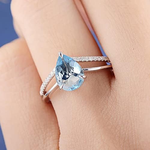 2023 Yeni Zarif Elmas Yüzük Zarif yapay elmas yüzük Takı Yüzük Kadın Moda Elmas Mavi Zirkon Yüzükler Kadınlar için Sevgili