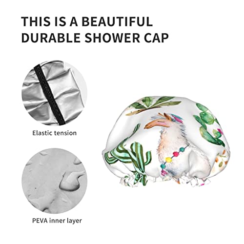 Kadınlar Kullanımlık Streç Hem Saç Şapka Kaktüs Bitki Çiçek Lama Çift Katmanlar Su Geçirmez Duş Başlığı banyo bonesi