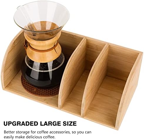 Bambu Kahve Organizatör Standı, c hemex Kahve Makineleri ile Uyumlu, Silikon Damlatıcı Mat ile Kahve Filtre Tutucu, Kahve