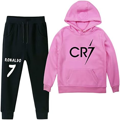 Konıee Çocuklar Cristiano Ronaldo svetşört ve Sweatpants Setleri Eşofman 2 Parça Rahat Tişörtü Kapşonlu Suit Boys için