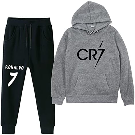 Konıee Çocuklar Cristiano Ronaldo svetşört ve Sweatpants Setleri Eşofman 2 Parça Rahat Tişörtü Kapşonlu Suit Boys için