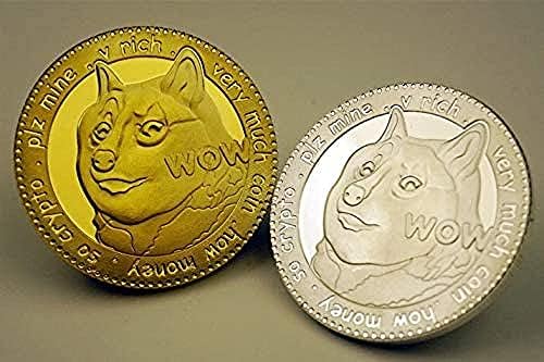 Hatıra Parası Koleksiyonu-Dogecoin Doge / Aya Kripto Para Sanal Para Birimi / Altın Kaplama ve Gümüş Kaplama Challenge Coin
