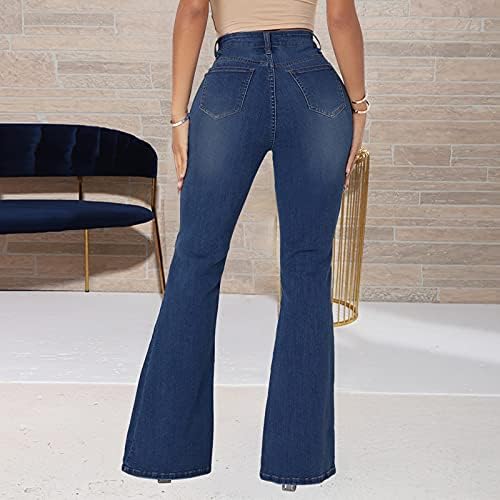 Flare Pantolon Kadınlar için Jean Geniş Bacak Slim Fit Alevlendi kot pantolon Temel Artı Boyutu Çan Alt Kadın Yok Bootcut