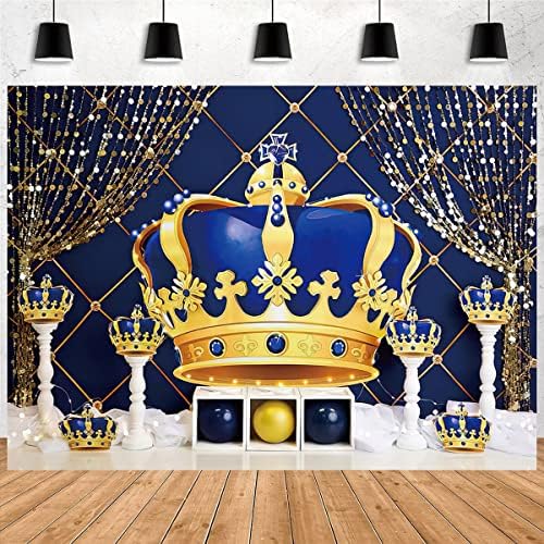 Kraliyet Prens Bebek Duş Zemin Kraliyet Mavi ve Altın Kral Taç Parti Dekorasyon Altın Perde Küçük Prens Çocuk Doğum Günü