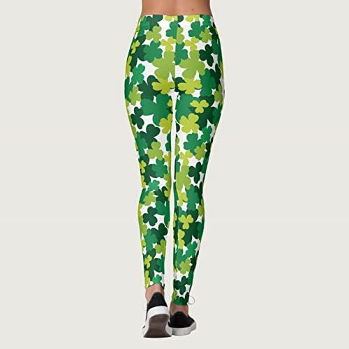 DSODAN Yüksek Bel Yoga Pantolon Moda kadın Aziz Patrick Günü Mevsimsel Baskı Egzersiz Tayt Iyi Şanslar Yeşil Pantolon
