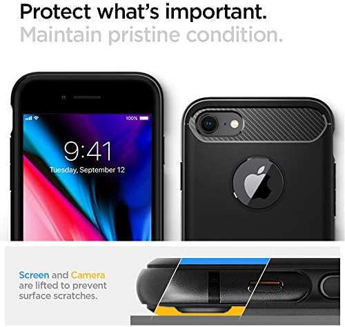 Spigen Sağlam Zırh Apple iPhone 8 Kılıf için Tasarlanmış ( 2017) / iPhone 7 Kılıf için Tasarlanmış () - Siyah