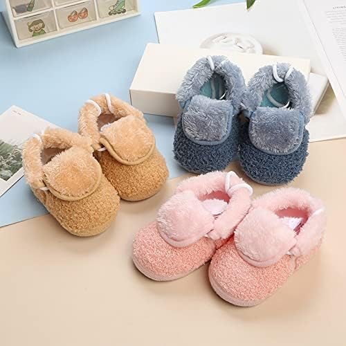 Bebek Kızlar için ayakkabı Bebek Düz Renk pamuklu ayakkabılar Feece Sıcak Kısa Çizmeler Ayakkabı Moda Baskı Kaymaz Nefes