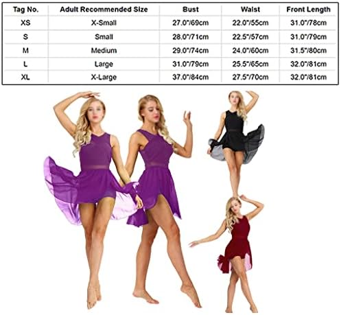 Elbiseler Kadın Kolsuz Örgü Renk Blok Jimnastik Mayoları Bale Artistik patinaj Elbise Çağdaş Lirik (Renk: D, Boyut: M Kodu)