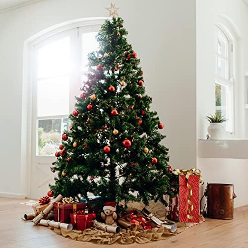 Kasyat Çuval Bezi Noel Güz Ağacı Etek Boho Ruffled Trim Yaka Keten Rustik Süslemeleri Çiftlik Evi Şükran Kış Noel Partisi
