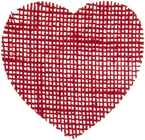 Çuval Bezi Kalpleri-Kalp Şeklinde Sevgililer Temalı Mini Dekor Parçaları - 12 Adet (Kırmızı)
