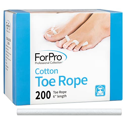 ForPro Cotton Toe Rope, Pedikür Ayak Parmağı Ayırıcı, Tüy Bırakmayan, Biyolojik Olarak Parçalanabilir Pamuk, 6 L, 200 Adet