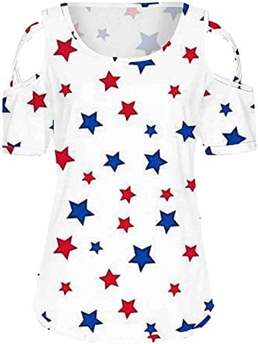 Bayan Yaz Dışarı Çıkmak Gevşek Moda Sevimli Rahat 2023 Amerikan Bayrağı Gömlek Bayan 4th Temmuz Kıyafet Bluz Tops