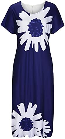 ZEFOTİM Yaz Elbiseler Kadınlar için 2023 Kısa Kollu V Boyun Vintage Baskı Casual Çiçek Plaj Güneş Elbise