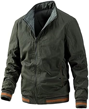 FSAHJKEE Erkek Hafif Yağmur Ceket, Yardımcı Moda Uzun Kollu Zip Up Kentsel Bezelye Ceket Erkek Rüzgarlık Dış Giyim Ceket